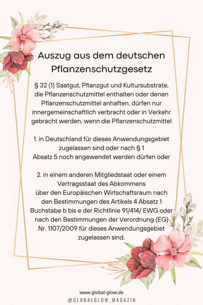 Die Grafik zeigt, einen Auszug aus dem deutschen Pflanzenschutzgesetz.
