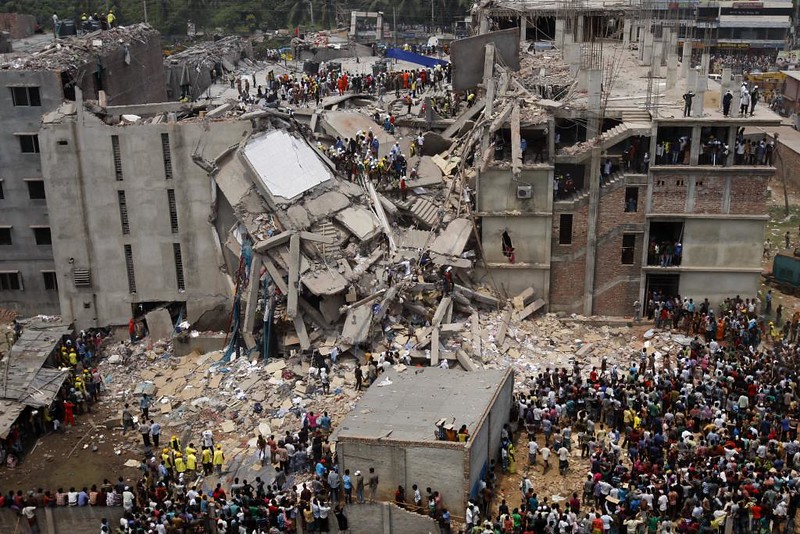 Das eingestürzte Gebäude von Rana Plaza.